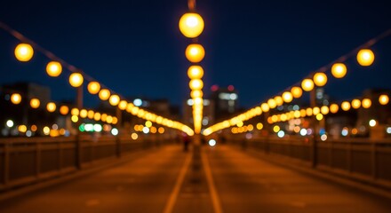 Night Bridge Lights: Bokeh Symphony of Urban Illumination