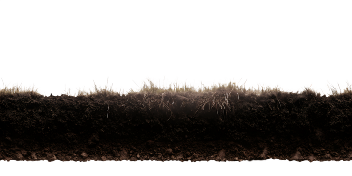 soil banner side view isolated on white background PNG, AI GENERATED