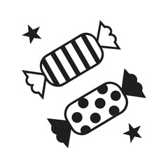 Striped and dotted candies with stars candy sweet