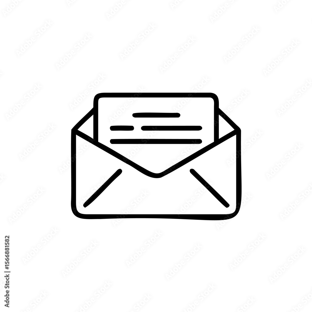 Poster handdrawn envelope with a letter showing lines on a simple mail icon message communication