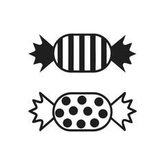 Two black candy icons with different patterns sweet treat