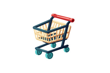 3D illustration of a shopping cart, perfect for e commerce and retail.