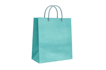 Light teal shopping bag isolated on black background.