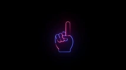 Glowing neon Finger up down direction icon. glowing neon Red and blue color animation black background.Video animation . - Powered by Adobe