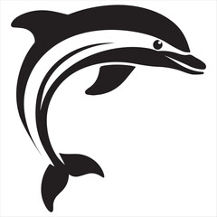 Obraz premium Minimal Dolphin Logo Design – Silhouette Style Vector Illustration for Ocean Branding, Marine Animal Identity, Modern Clean Sea-Inspired Logo Concept