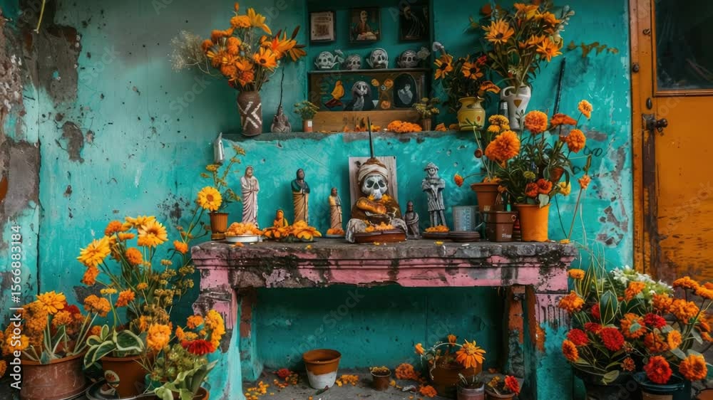Poster A warm and inviting room with a fireplace and surrounded by fresh flowers, perfect for a relaxing atmosphere