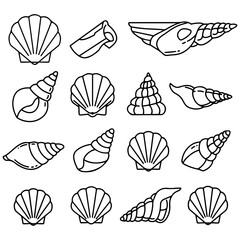 A versatile collection of simple shell icons, crafted with a focus on clean lines and minimalist beauty