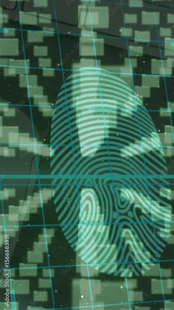 Poster animation of security padlock icons and data processing over black background