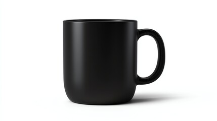 a matte black ceramic coffee mug, realistic finish, no logo or texture, isolated on white background