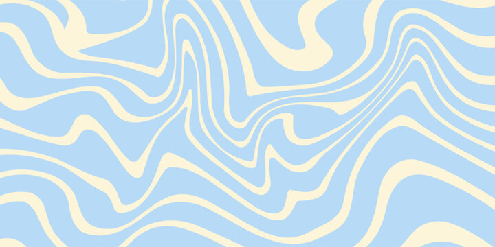 Abstract horizontal background with colorful waves. Trendy vector illustration in style retro 60s, 70s. Pastel colors
