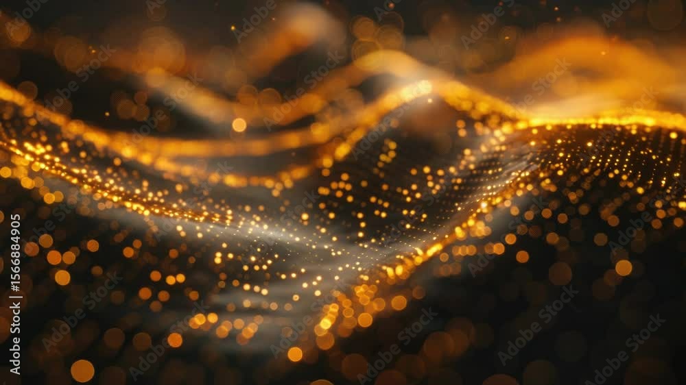 Poster An abstract representation of a wavy pattern made of gold tones
