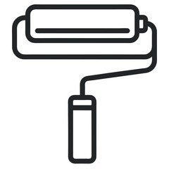 Paint Icon – Flat Line Vector Illustration of a Paint Roller – Minimalist DIY Tool Symbol for Home Renovation Graphics, Interior Design Projects, and Construction-Themed Visual Content