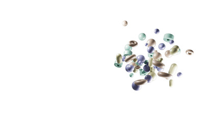 Gentle skincare and cosmetic background with 3D bubbles representing a clean serum or soft cleansing foam.