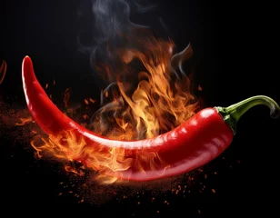 Plexiglas schilderij Hete pepers smoky red hot chili pepper a culinary inferno  © Derek