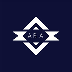 Modern Geometric Logo with ABA Text on Dark Blue Background