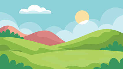 Fototapeta premium Serene mountain landscape silhouette with rolling hills under a clear sky