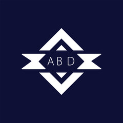 Modern Geometric Logo with ABD Text on Dark Blue Background
