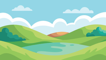 Obraz premium Stylized vector silhouette of rolling hills under a gradient sky