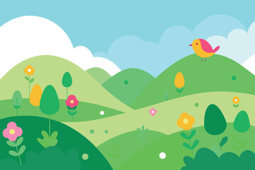 Obraz premium Stylized vector silhouette of rolling hills under a clear sky