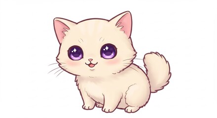 可愛い子猫 優しい光を浴びて微笑む. AI Generated