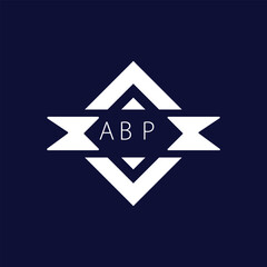 Modern Geometric Logo with ABP Text on Dark Blue B