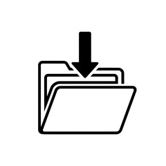Obraz premium An arrow pointing down into a data folder icon