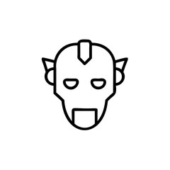 Robot head with stylized eyes ears on a face outline