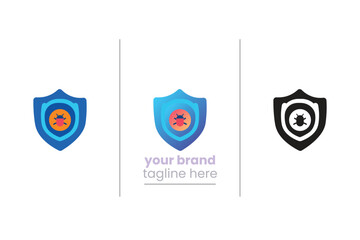 Shield with Bug Icon – Cyber Threat Detection Symbol in 3 Styles (Gradient, Flat, Outline)