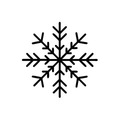 Handdrawn snowflake on with six symmetrical arms branches winter cold