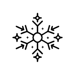Handdrawn snowflake with arrows starbursts on winter symbol cold