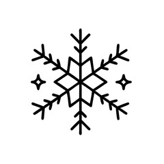 Handdrawn snowflake with star shapes on a winter design cold frost