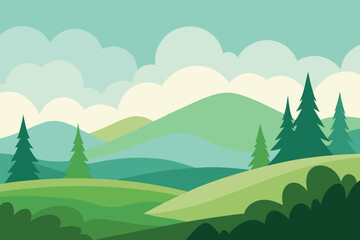 Obraz premium Stylized silhouette of rolling hills under a vast sky