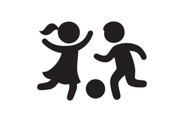 kids playing silhouette vector art illustration on white background
