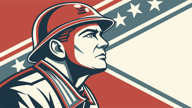 military soldier, world war 2 era uniform, vintage propaganda poster style, bold colors, patriotic, American flag background, heroic pose, detailed facial features, digital painting
- Powered by Adobe