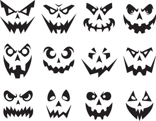 Spooky Pumpkin Carving Face Templates for Halloween
