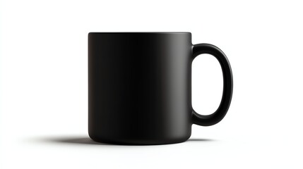 a matte black ceramic coffee mug, realistic finish, no logo or texture, isolated on white background