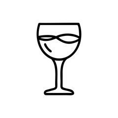 Outline a wine glass with liquid symbol on simple drink alcohol