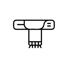 Outline an air conditioner unit with a scarf-like element on a appliance