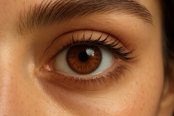 Obraz premium Riga, Latvia 05-09-2024 A close-up of a person's eye, showcasing the intricate details of their eyelashes and the subtle variations in skin tone