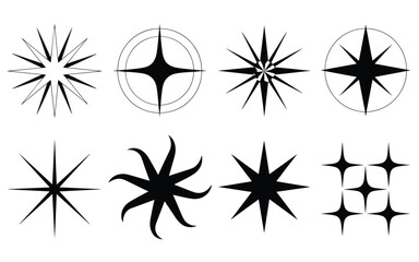 Fototapeta premium Star and Cosmic Symbol Set – Black Silhouettes of Celestial and Geometric Shapes