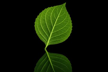 Fototapeta premium Riga, Latvia 05-09-2024 A Lone Leaf Against a Black Background
