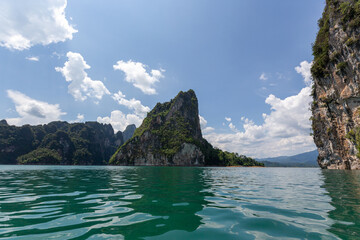 Landscape of mountains and lake in  KHAO SOK National Park, Suratthani Thailand