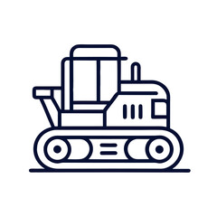 Naklejka premium Construction Equipment Icon – Flat Line Vector Illustration – Minimal Heavy Machinery Symbol for Industrial Graphics, Jobsite Designs, Contractor Tools, and Building Project Visual Assets