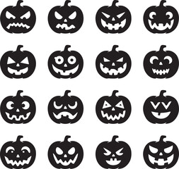 Spooky Pumpkin Faces Collection for Halloween Design