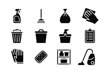 Cleaning Supplies And Tools Collection spray bottle broom