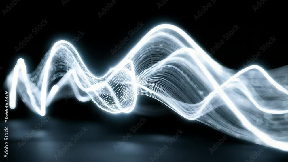 Poster dynamic light wave patterns in a high-tech digital art display