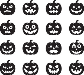 Spooky Pumpkin Faces Collection for Halloween Design