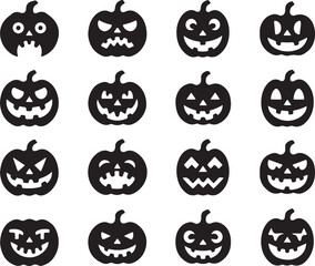 Spooky Pumpkin Faces Collection for Halloween Design