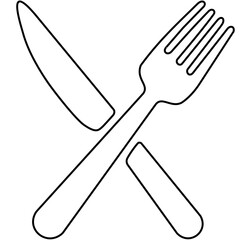 Table knife And Fork - Vector Icon Vector Symbol SVG File Line Art