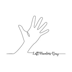 One continuous line drawing of Left-Handers Day vector illustration. Left-Handers Day themes design concept in simple linear continuous line. Suitable design for your campaign and design asset
